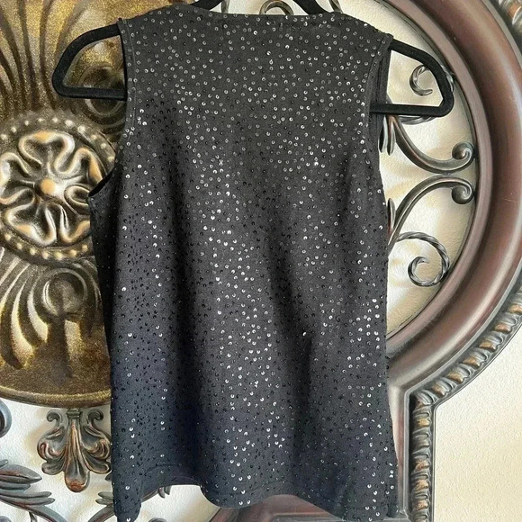 Double D Ranch Women’s Black Sleeveless Sequin Scoop Neck Sweater Top Size Small - Picture 3 of 12